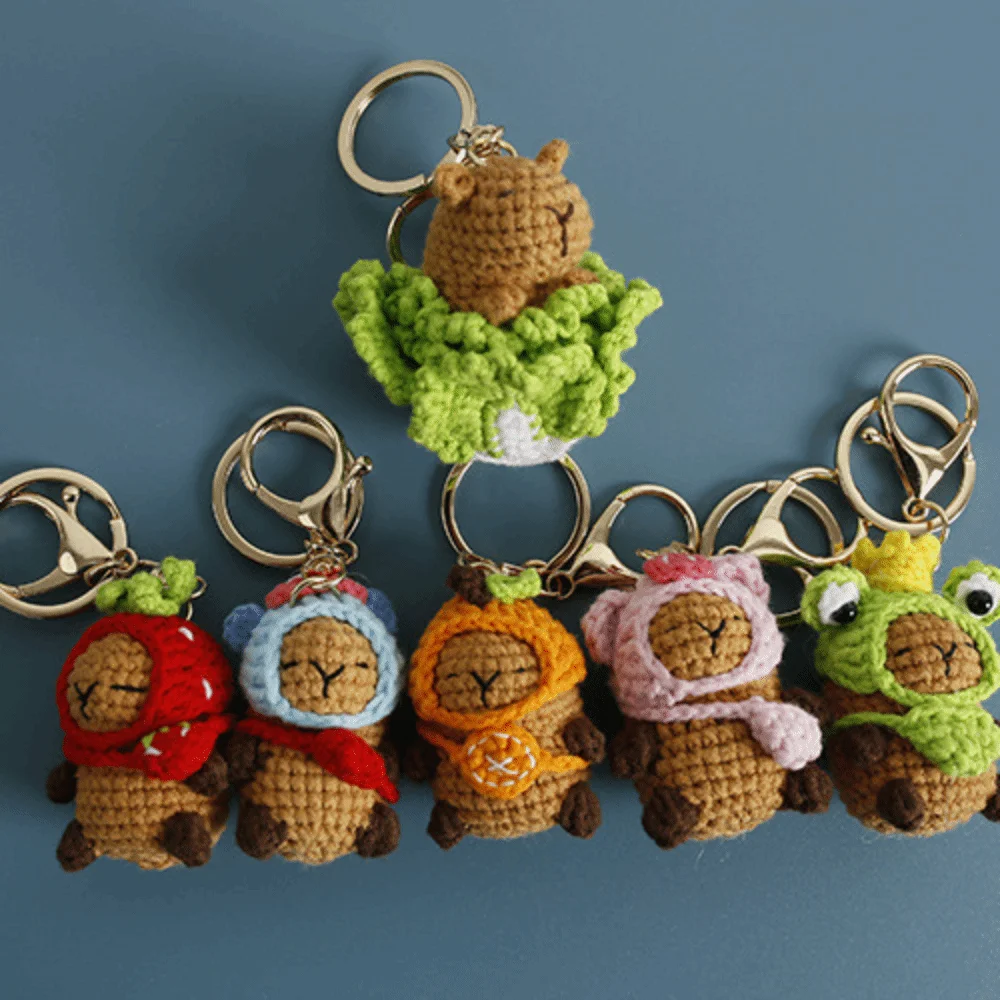 Nouveau Capybara Capybara tricoté à la main dessin animé pendentif Crochet sac accessoires Crochet porte-clés pour