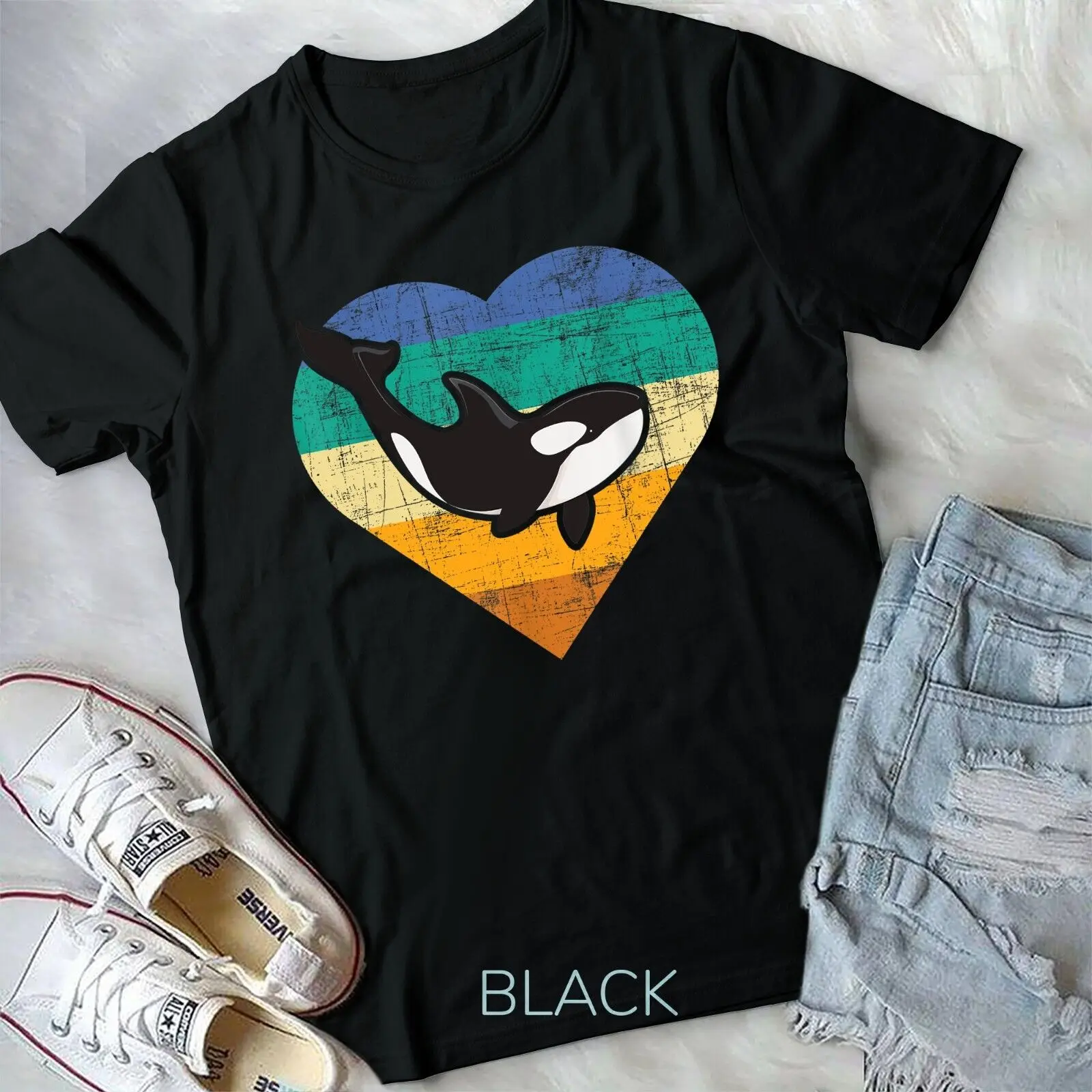 Orca Baleia Coração-Baleia Amante Unisex T-Shirt, Biólogo Marinho