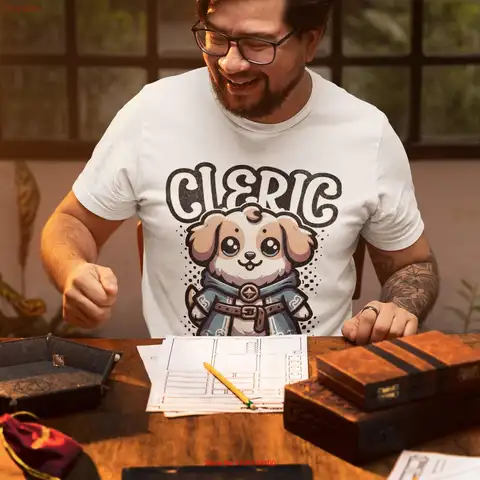 강아지 Cleric Class 티셔츠, Dnd Lovers Geeks 그녀의 던전 마스터, 재미있는 강아지 연인, 긴 소매 또는 짧은 소매 Best5