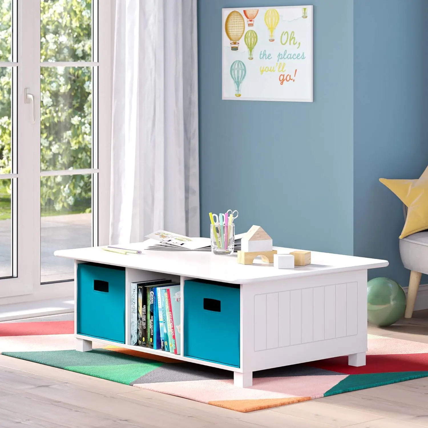 Kinderen 6 Cubby Opslag Activiteit Tafel, Wit