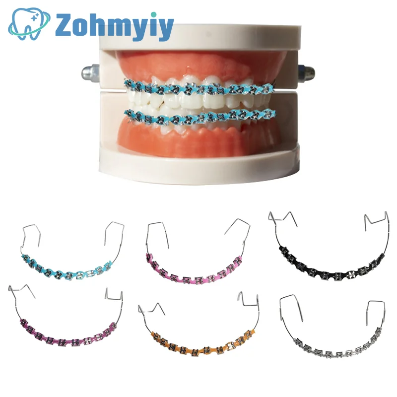 1 Pair Colorful Temporary Tooth Decoration With Metal Wires Metal Bracket And Orthodontic Ligature Ties High Quality