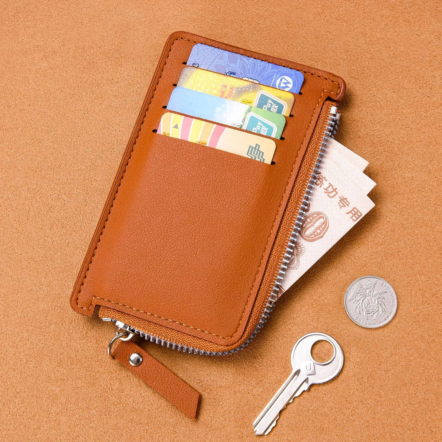 New card bag Men's and women's ultra-thin zipper Wallet Coin purse simple bank card cover ID bag mini small card holder
