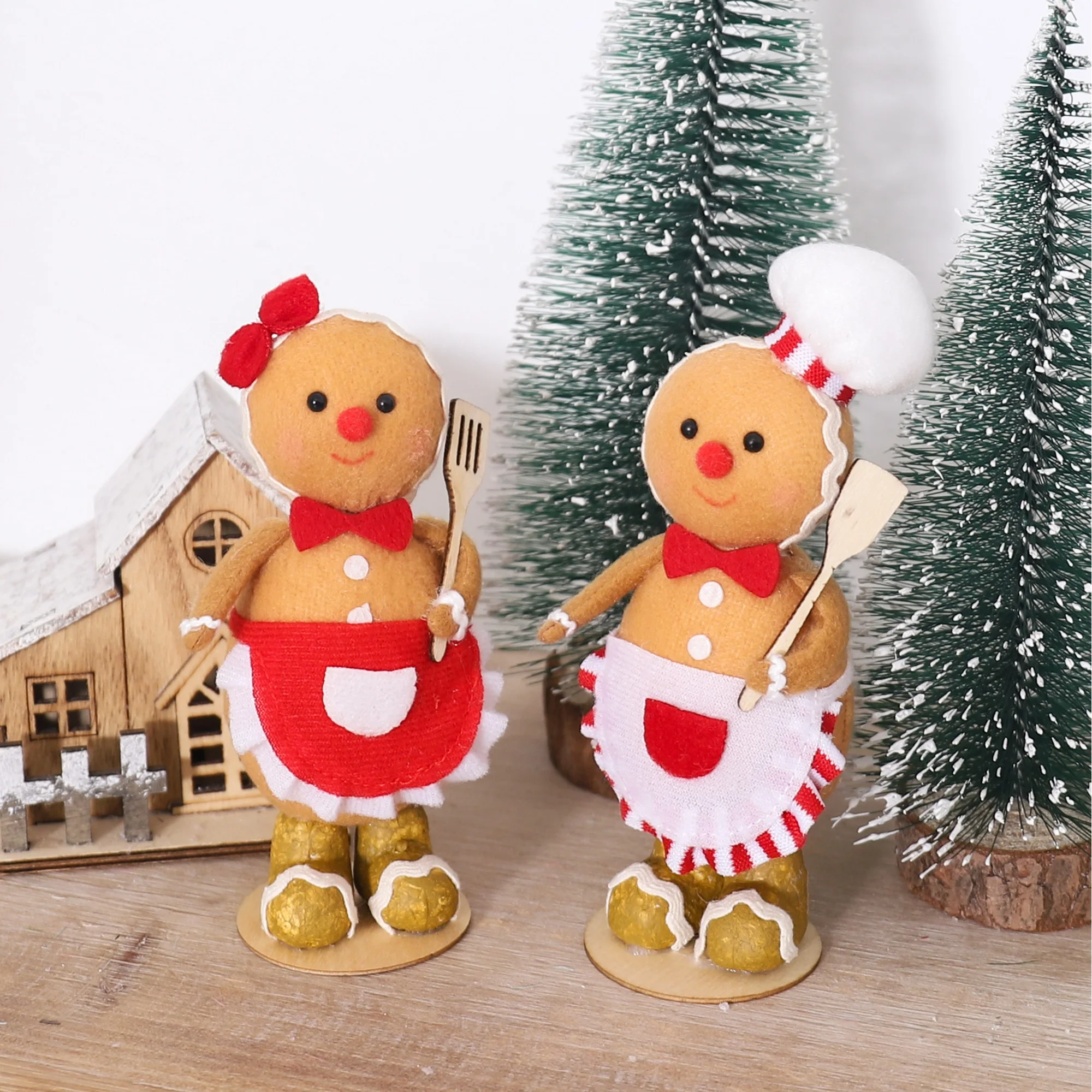 Muñecos de pan de jengibre de peluche, Chef de hombre de jengibre, adornos de escritorio de Navidad para fiesta de año nuevo, regalo de Festival, decoración, suministros para el hogar