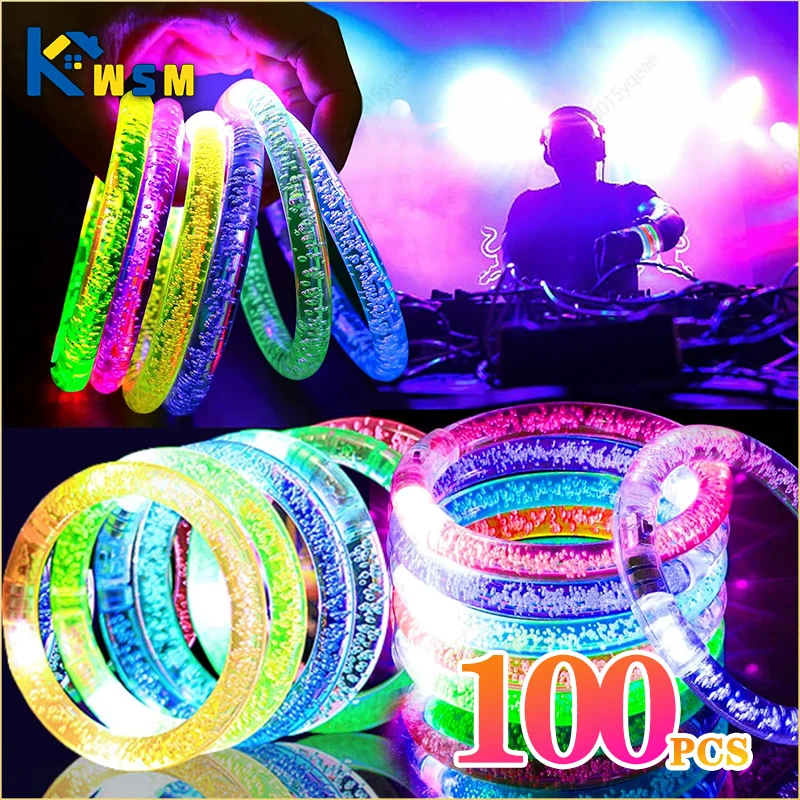 1-100PCS Halloween LED Acrylic Glow Bracelet Concert Support Fluorescent Bracelet Holiday Party Bracelets Holiday Decoration