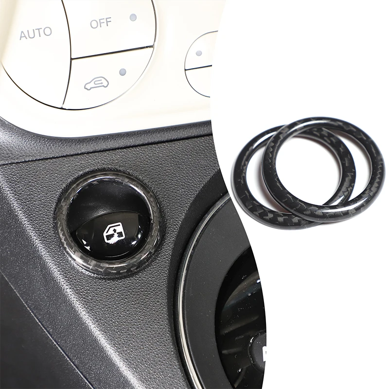 

2piece set Real Carbon Fiber For Fiat 500 2007-2026+ Car Glass Lift Switch Decoration Sticker Car Protection Accessories