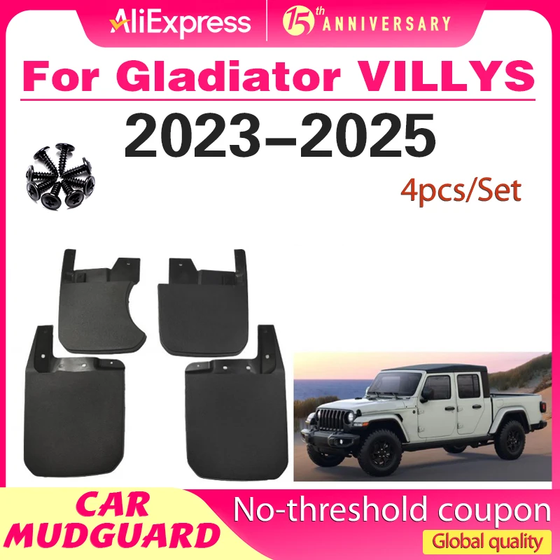 

2023 2024 2025 FOR JEEP Gladiator VILLYS Mud Flaps Guards Splash Mudguard Fender Mudflaps Car Accessories Front Rear 4pcs