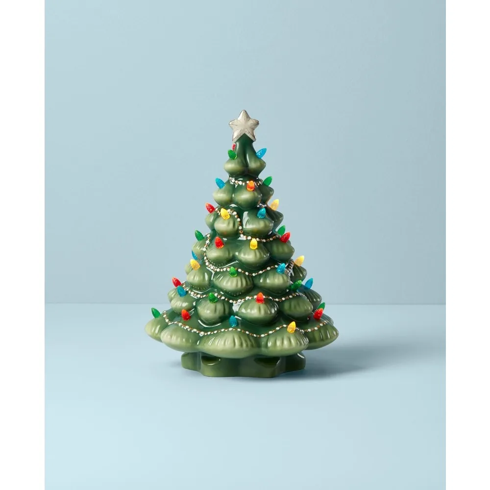 Christmas Gift Green Light-Up Tree Figurine,Tabletop Christmas Tree,Christmas Home Decorations.