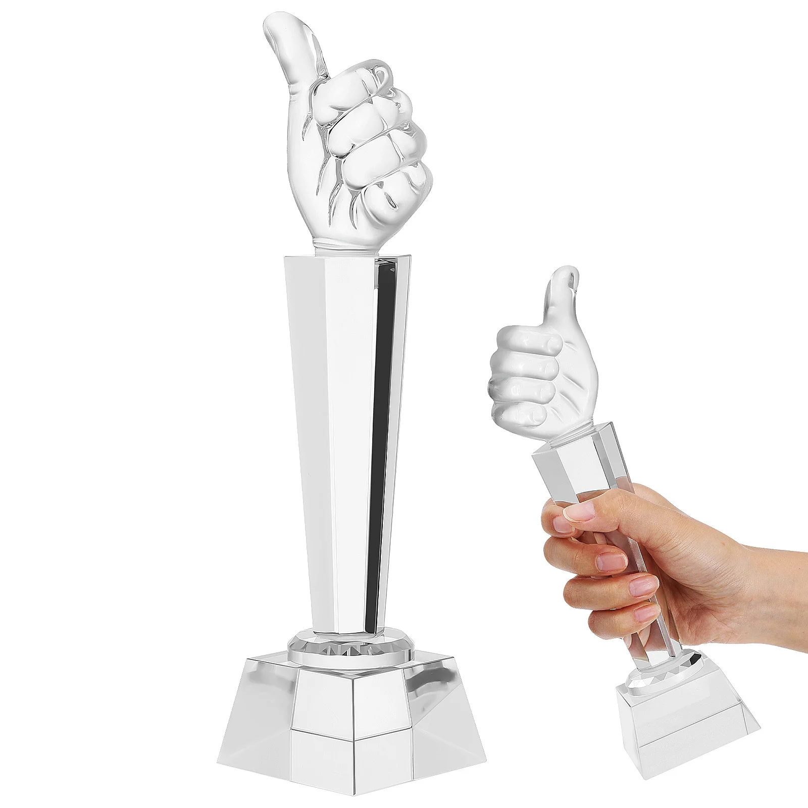 Glass Thumbs Up Trophy Crystal Award for Students Teachers Sports Talent Shows Winning Recognition Gift Glass Award Medals