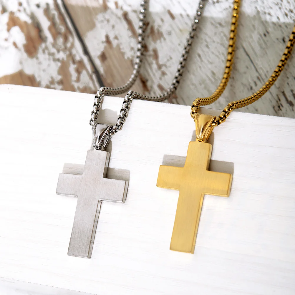 Cross Pendant Creative American National Flag Decor Pendant for Man Male Boy (Steel Color with Chain)