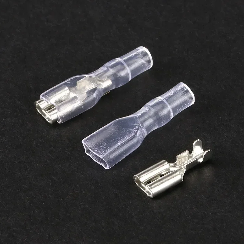 100/50 Sets Insulating Spring Terminal Plug with Transparent Cover 2.8mm 4.8mm 6.3mm for 22-16 AWG Wire Electrical Connectors