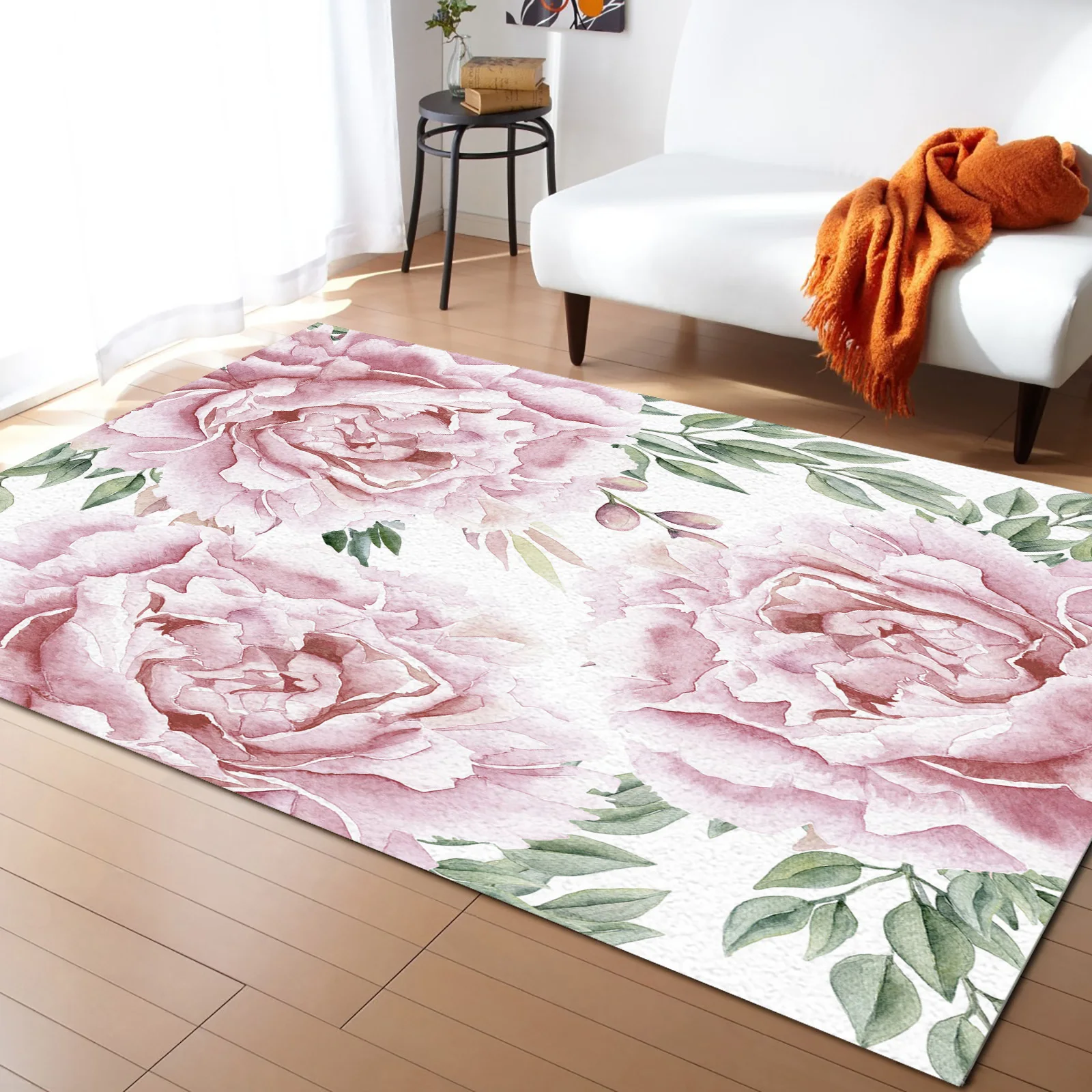 

Pink Roses Floral Garden Carpet for Living Room Kids Bedroom Bedside Rugs Soft Carpets Home Sofa Table Decor Mat