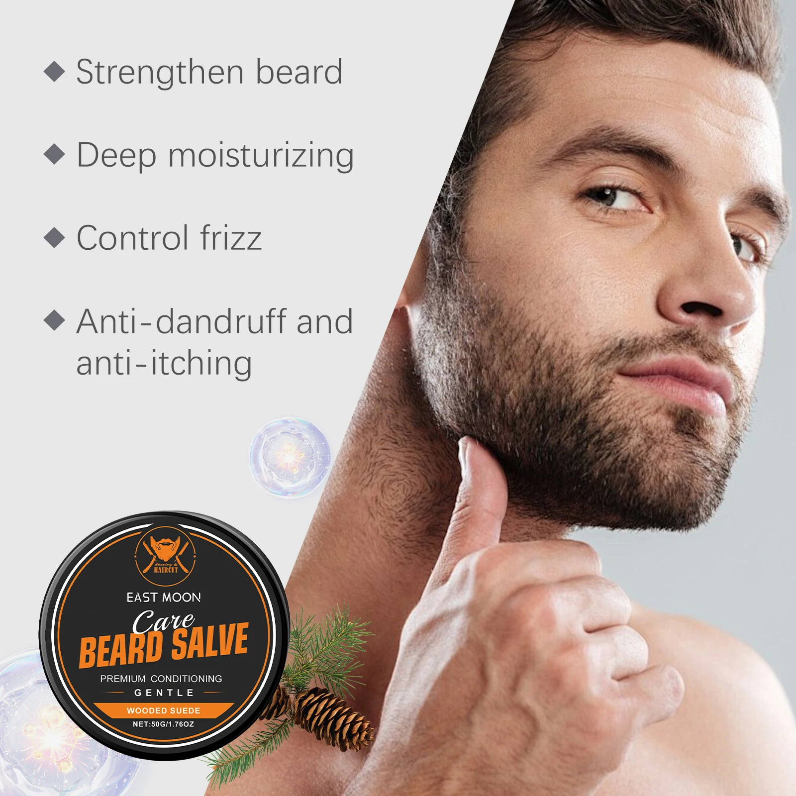 بلسم العناية باللحية الخشبية للرجال سلسلة مرطب اللحية المغذي ترطيب التصميم لطيف ناعم لامع اللحية المغذي بلسم #2