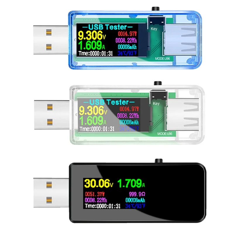 USB Tester DC Digital Voltmeter Ammeter Voltage Ammeter Detector Mobile Power Charger Indicator Durable High Guality Transparent