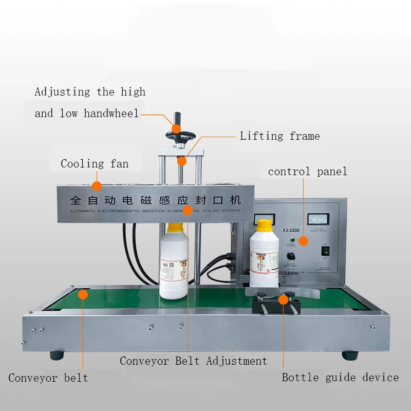 Automatic Continuous Electromagnetic Sealing Machine Induction Aluminum Foil Packing Machine Plastic Glass Bottle Cap Sealer