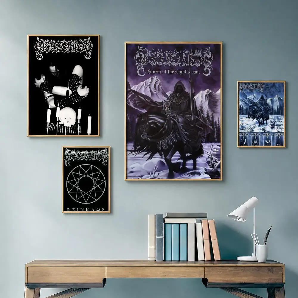 Metal Band D-Death DissectionS Poster Vintage Retro Anime Poster Stickers Peel and Stick Wall Art Home Decor