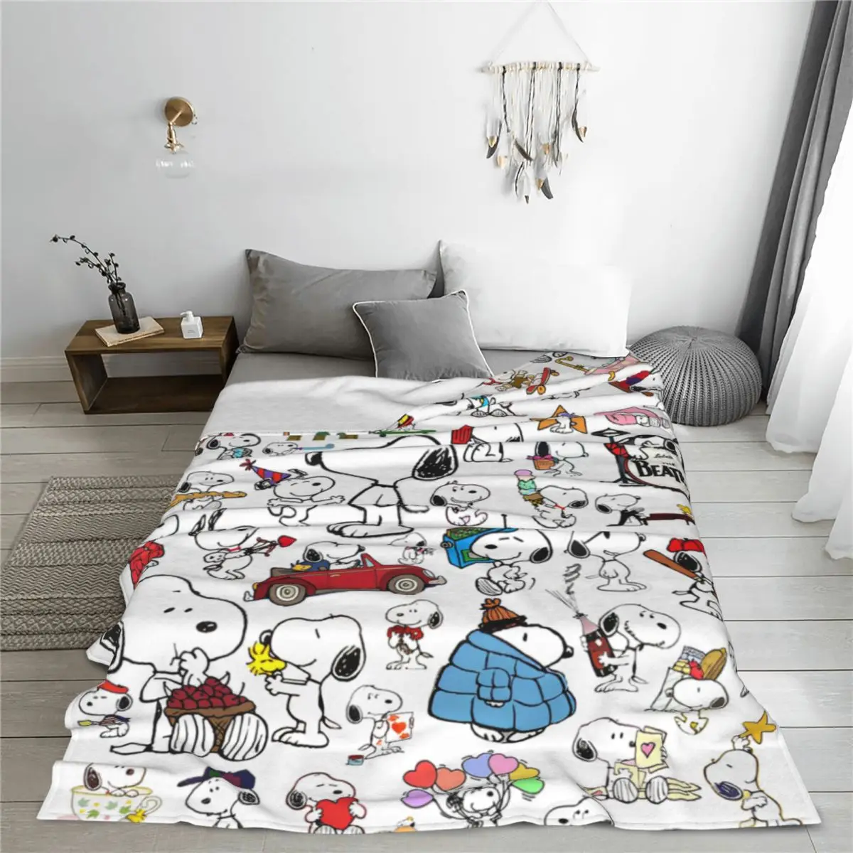 Peanuts Snoopy Collection Coral Fleece Plush Throw Blankets Cartoon Cute Blanket for Bed Office Super Warm Bedding Throws