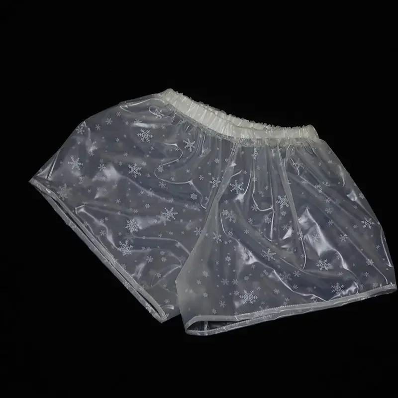 Водонепроницаемые прозрачные шорты из ПВХ с принтом снежинок Porcha, эластичные трусики с поясом и дождями, ABDL, танцевальный костюм для живого шоу