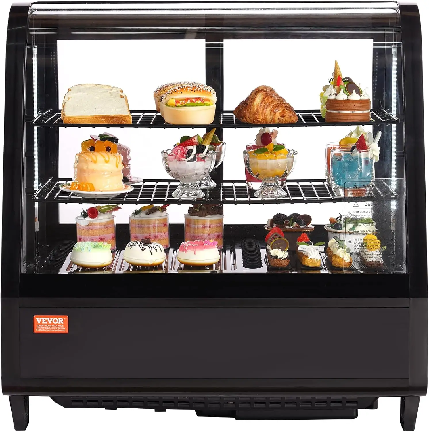 Refrigerated Display Case, 3.5 Cu.Ft./100L, 2-Tier, Countertop Pastry Display Case Commercial Display Refrigerator with LE