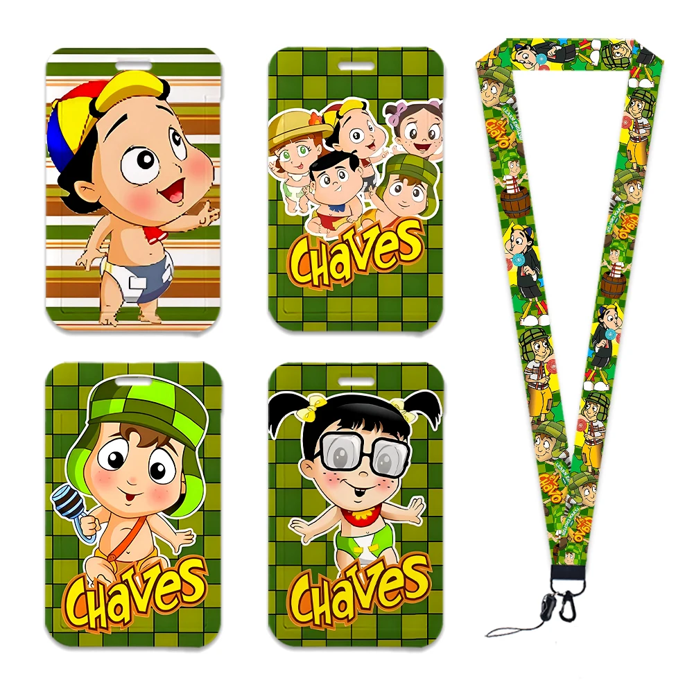 

Cartoon Mexico El Chavo Del Cute Card Holder Keychain Work Card Badge Holder Bus School Student Card Case Accessories