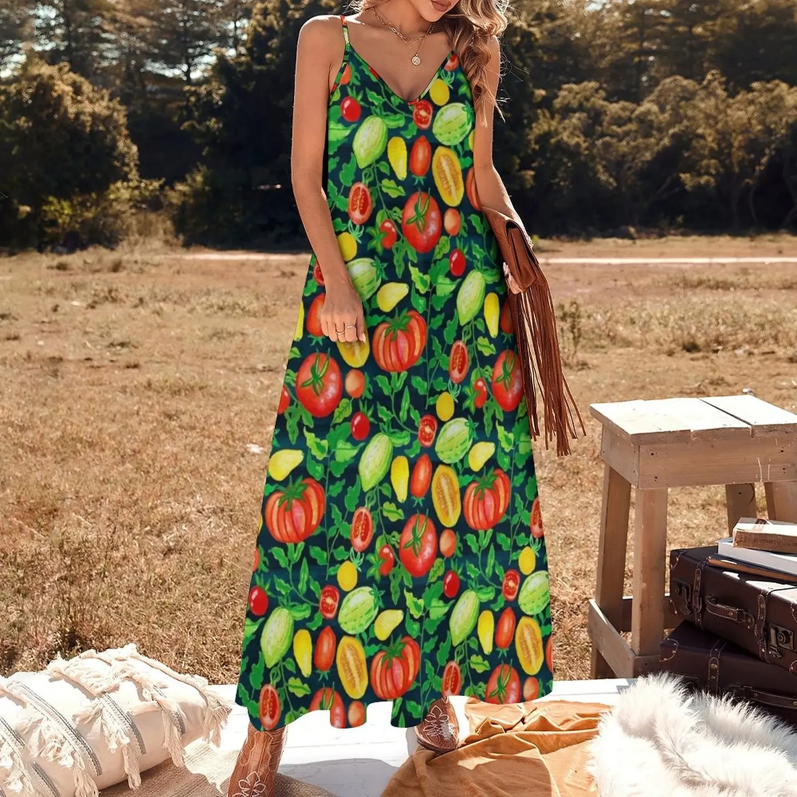 Home Grown Tomatoes Sleeveless Dress summer dresses women 2025 Women long dress