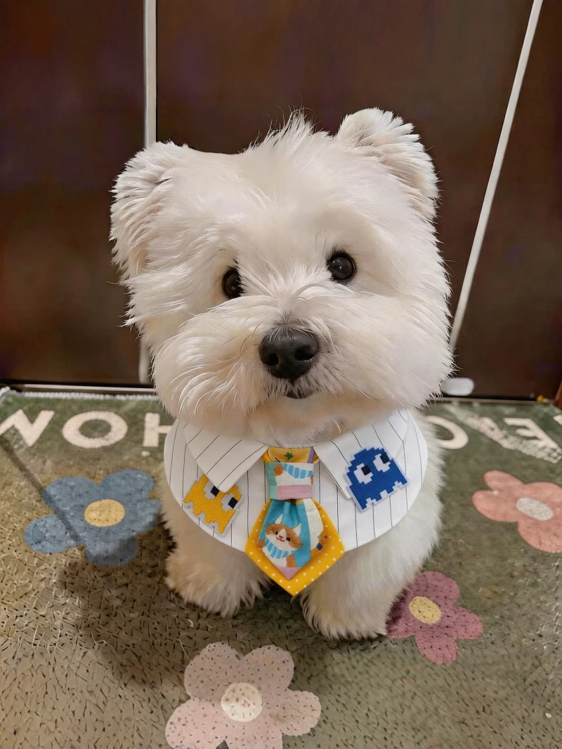 Pixel Pet Scarf Dog Saliva Towel  Necktie Bichon Scottish Small Dog Photography Accessories Bib Scarf  Dog Bandana