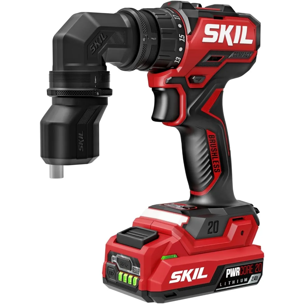 Комплект аккумуляторной дрели с несколькими головками 20 В, аккумулятором USB-C емкостью 2,0 Ач и быстром зарядным устройством