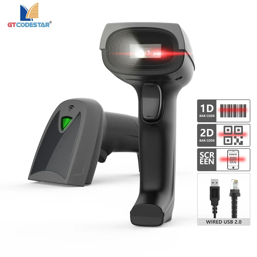 GTCODESTAR GT-1800S Handheld 2D Barcode Scanner Wired 1D Qr Code Reader Price Checker Barcode Reader