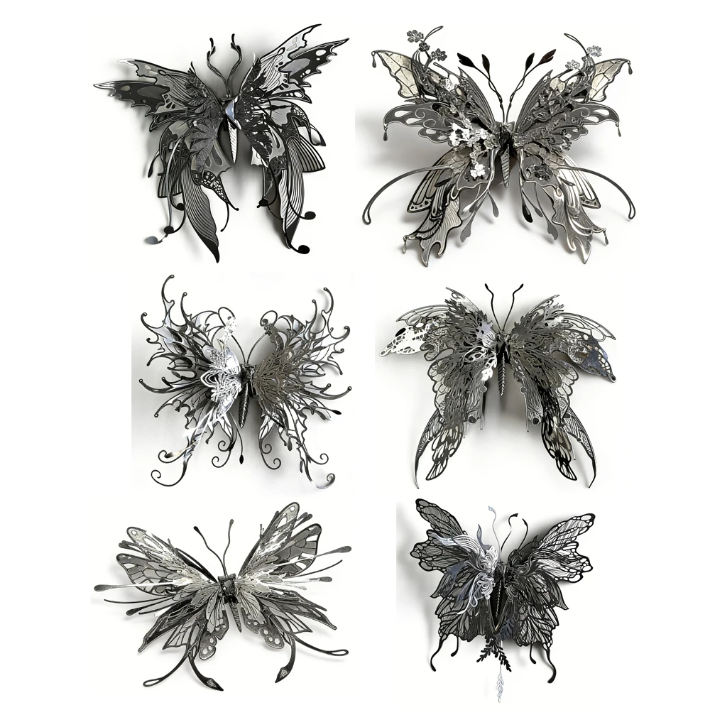 

Серебряная 3D металлическая головоломка в виде животного: модель бабочки-комара, лазерная резка, DIY-конструктор для взрослых, развивающая игрушка, украшение для рабочего стола