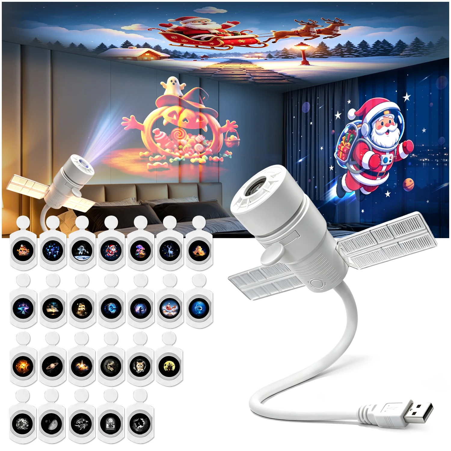 Mini Galaxy Star Projector Night Light Technology Shaped Home Background Atmosphere Light Bedroom Car Decoration Children's Gift