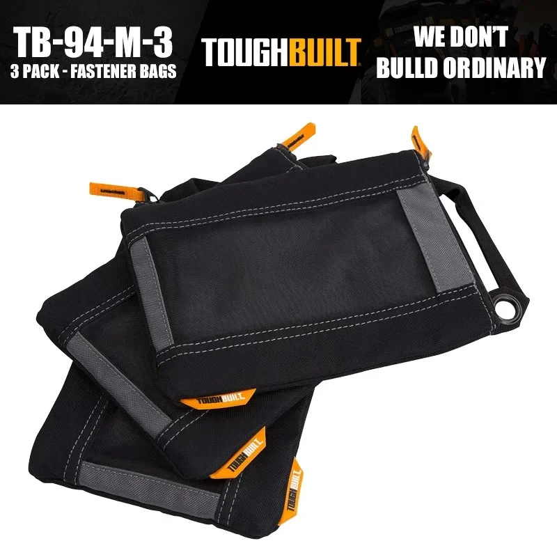 ToughBuilt TB-94-M-3 Fastener Bags 3 Pack  Tools Packaging Bag Construction Renovation Tools