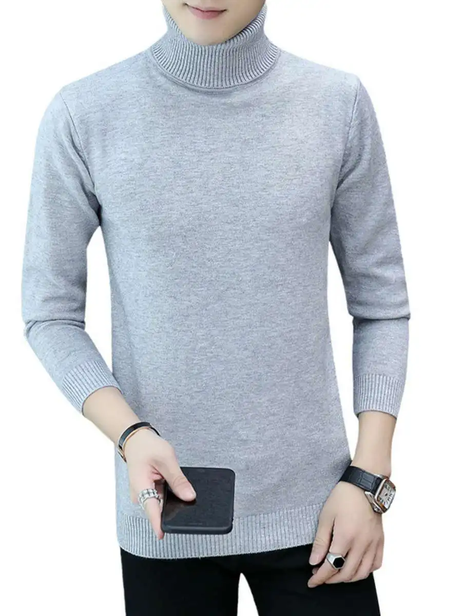 

Men's High Collar Slim Fit Knitwear Trendy Youth Sle Winter Sweater Comfortable Soft Material Casual Wear Non-deformable