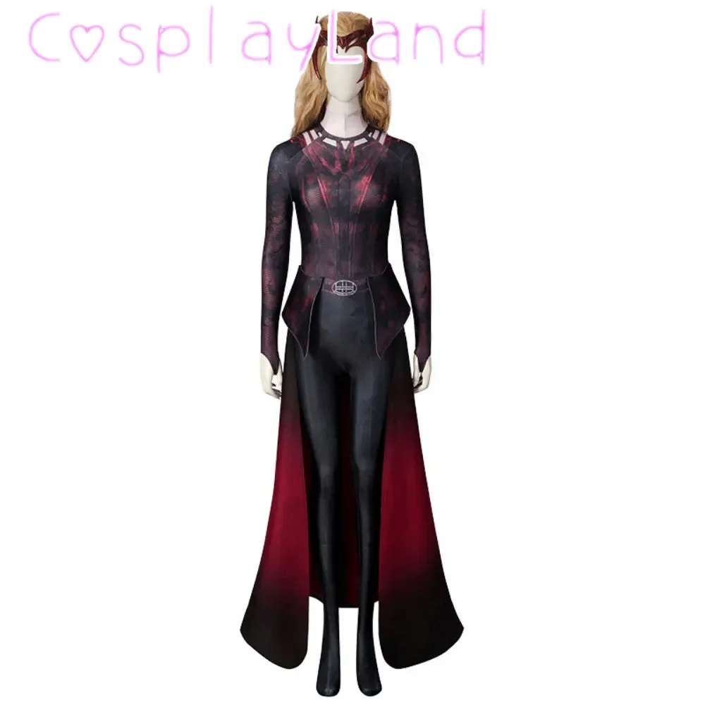 In The Multiverse of Madness Superhero Outfit Wanda Cosplay Printing Jumpsuit Scarlet Witch Costume Women Spandex Bodysuit