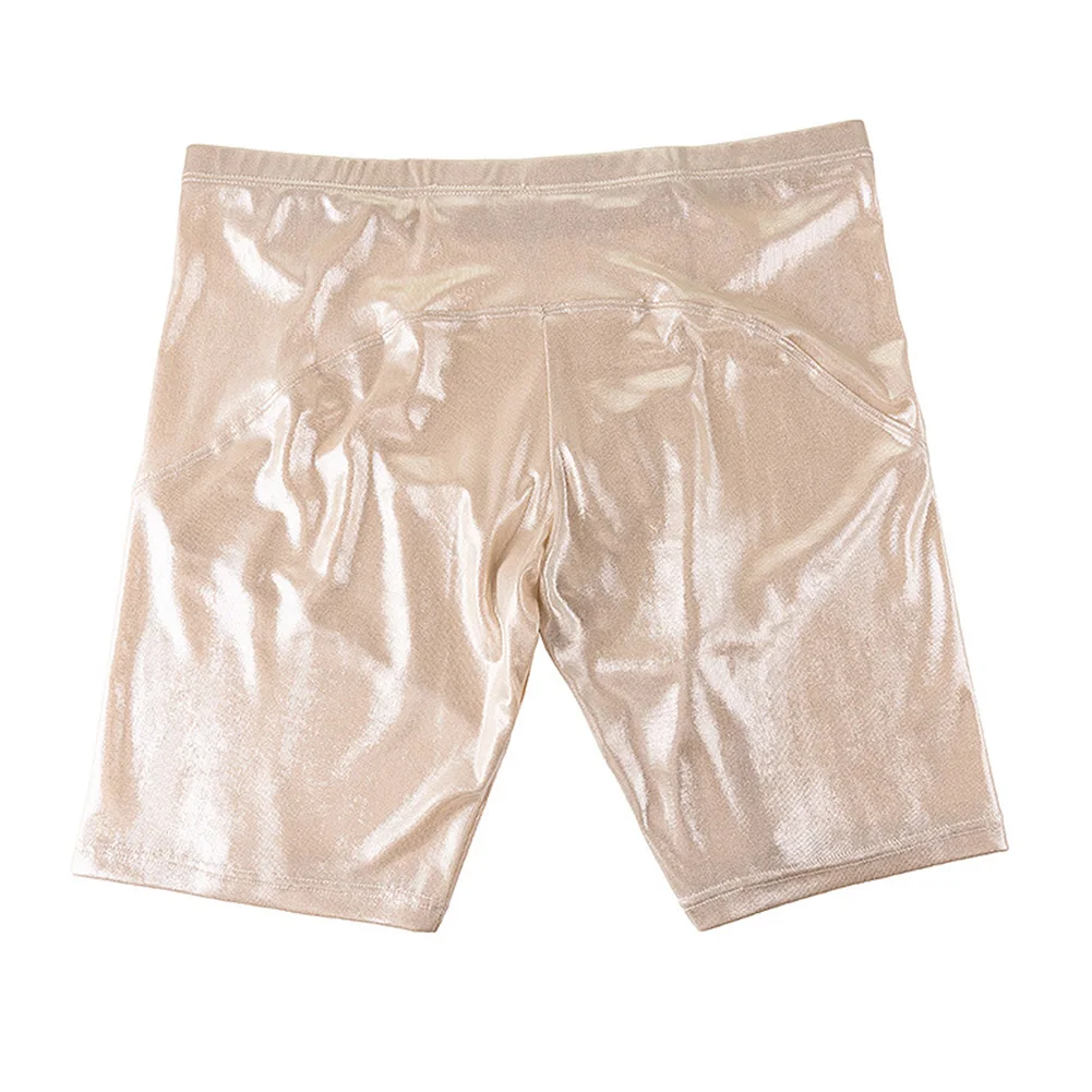 

Мужское масляное блестящее спортивное нижнее белье, боксеры, нижнее белье, мягкие трусы с U-образной сумкой, однотонные трусики, длинные шорты, быстросохнущие плавки