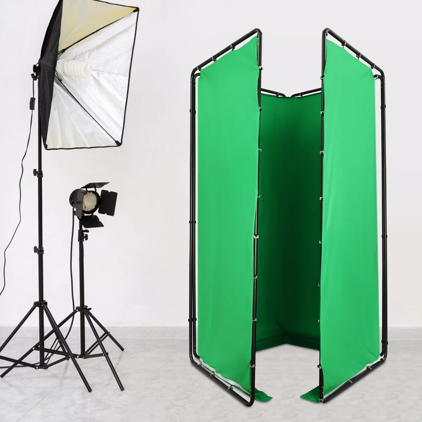 12.7x7.5ft 4-Panel Foldable Backdrop Stand with Green Screen, Photography Background Support for Video and Photo Shooting