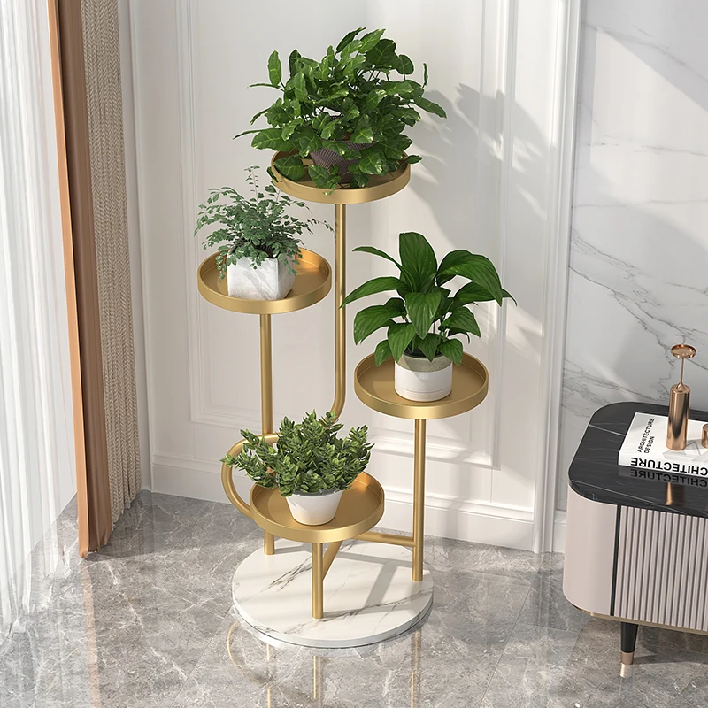 

Rolling Plant Stand for Living Room Indoor Flower Shelf Decorative Iron Potted Holder for Succulents Balcony Garden Organizer