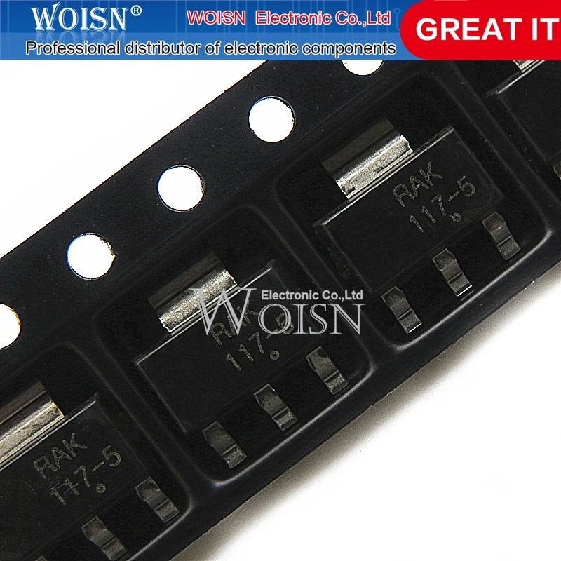 5pcs/lot NCP1117ST50T3G NCP1117 1117-5 SOT-223 5V new original In Stock