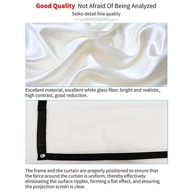 Sales Portable Projector Screen for Home Theater Outdoor HD White Foldable Anti-Crease (72Inch)