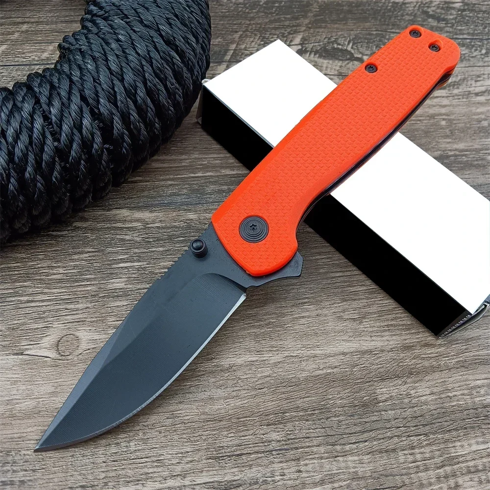 EDC Men\'s Camping Folding Knife D2 Blade Nylon Fiber Handle with Pocket Clip Outdoor Hiking Sharp Tactical Knife Hunting Tool