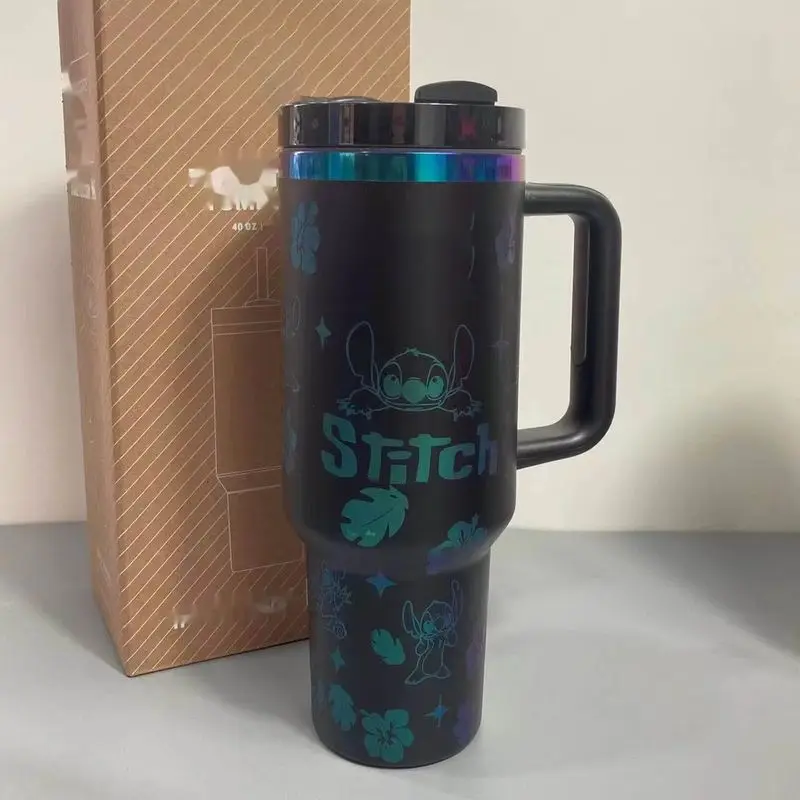 Stitch 40oz 304 copo de carro de aço inoxidável com canudo para crianças estilo americano isolado portátil copo veículo-montado brinquedo presente