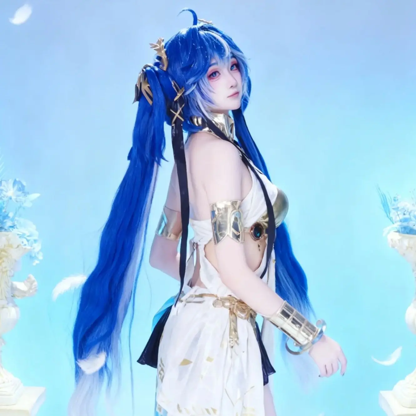 

Game Wuthering Waves Iuno cosplay Wig 100cm Blue Mixed Blue White long hair Synthetic Wig+Wig cap Party Halloween Wig