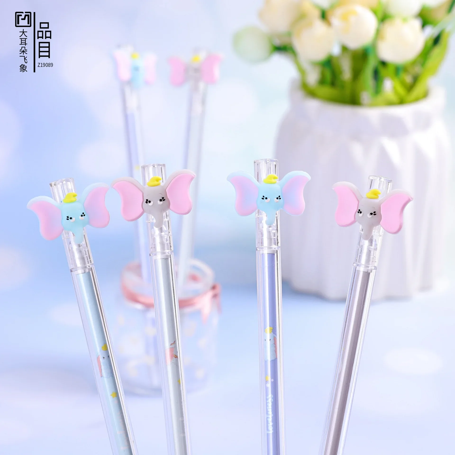 36pcs Cartoon modeling big ears flying elephant neutral pen small fresh and lovely black student signature creative simplicity