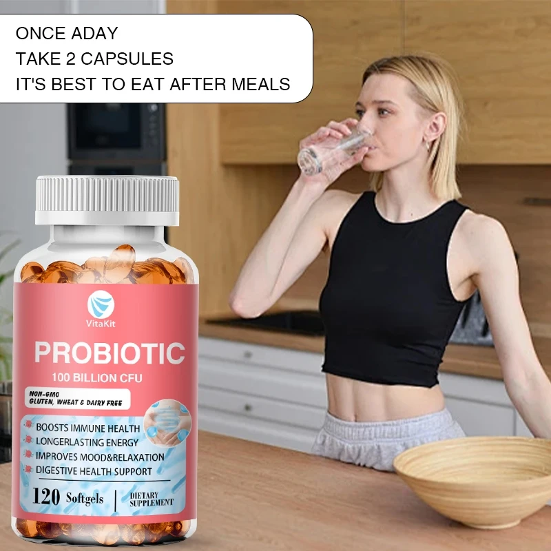 Probiotics Capsules Organic Supplement Intestinal Balance Probiotics 100 Billion Cfu 120 Capsules Help Float And Gas Support
