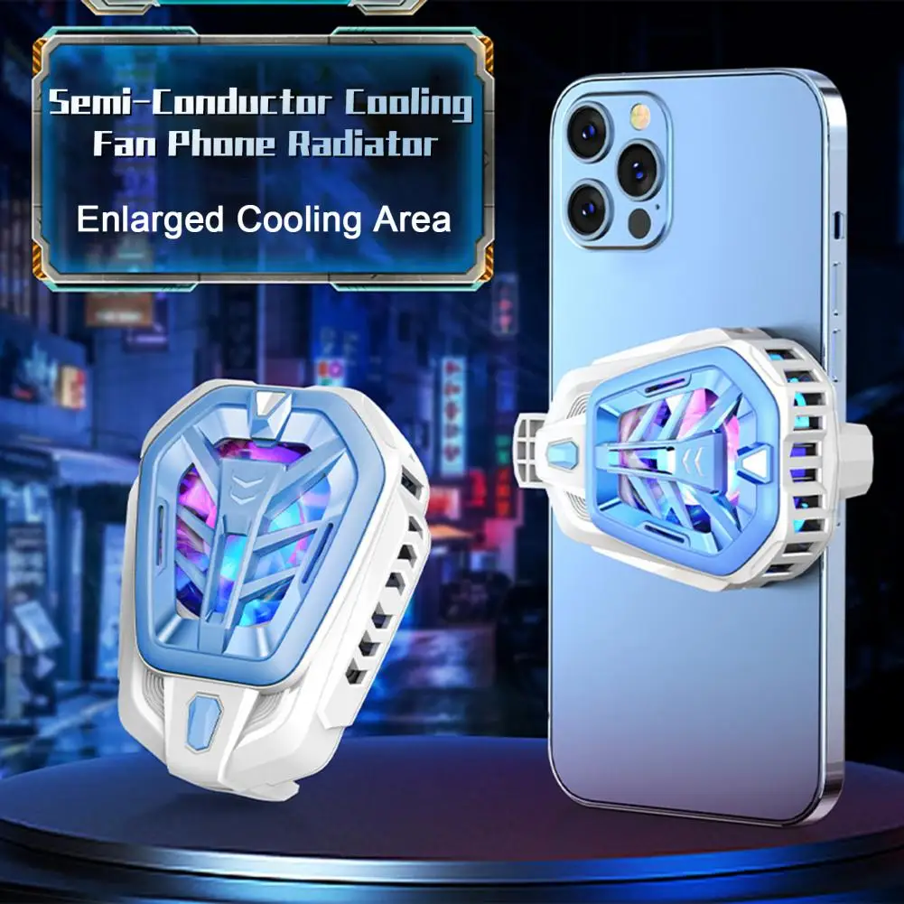 Mobile Phone Cooler Plug-and-Play Enlarged Cooling Area Strong Wind Low Noise Compact Size Lightweight Semi-Conductor Cell Phone