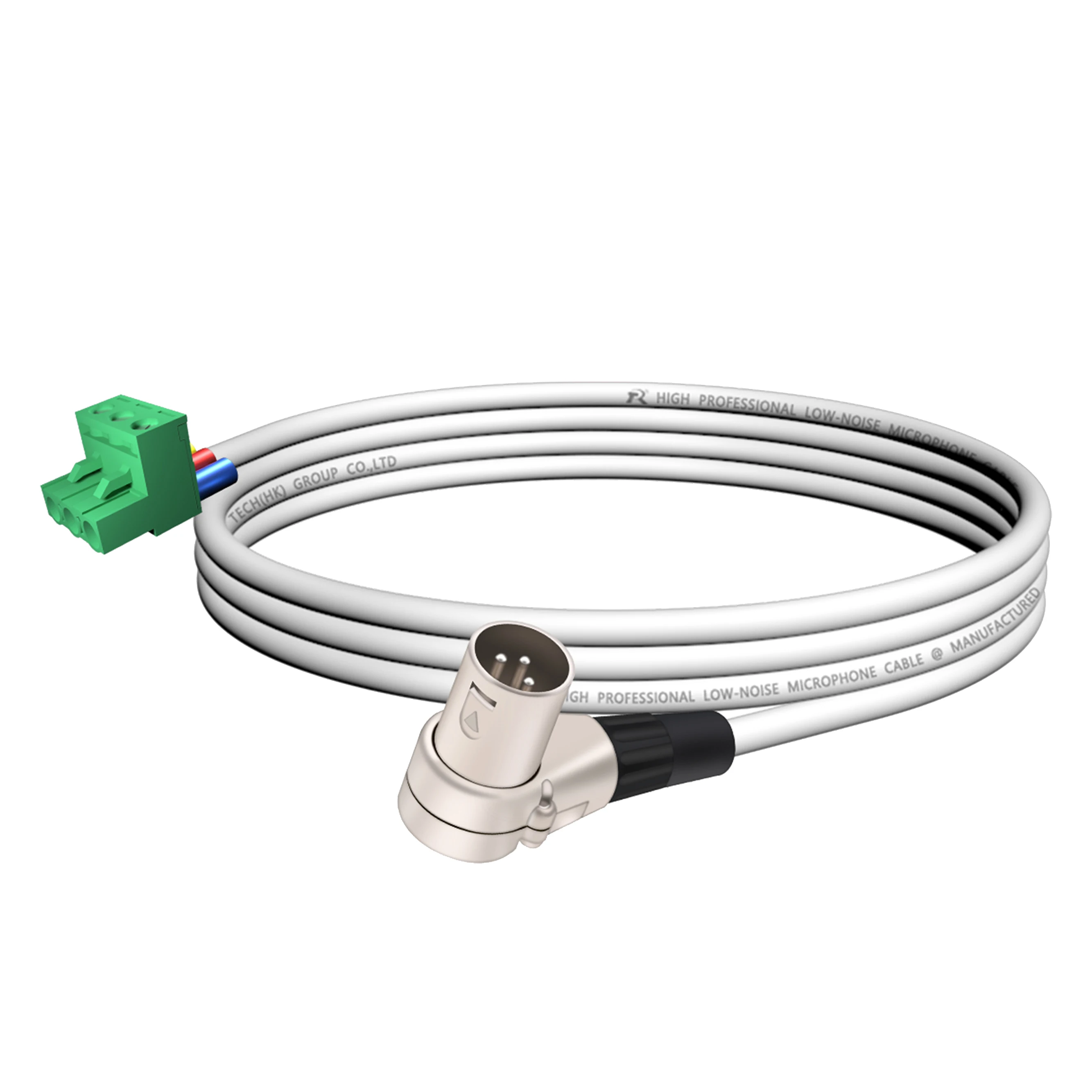 PHX3M/2EDG 5.08 3-polige Steckbare Schraubklemme ​ Rechtwinkliges Weißes Metall-3-P-XLR-M/F-Kabel, Audiokabel, Mehrfarbige Ummantelung – Detail 10