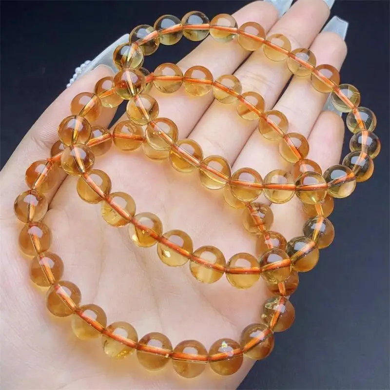 10MM Natural Citrine Bracelet Fashion Reiki Gemstone Round Beads Jewelry Couple Holiday Gift 1PCS