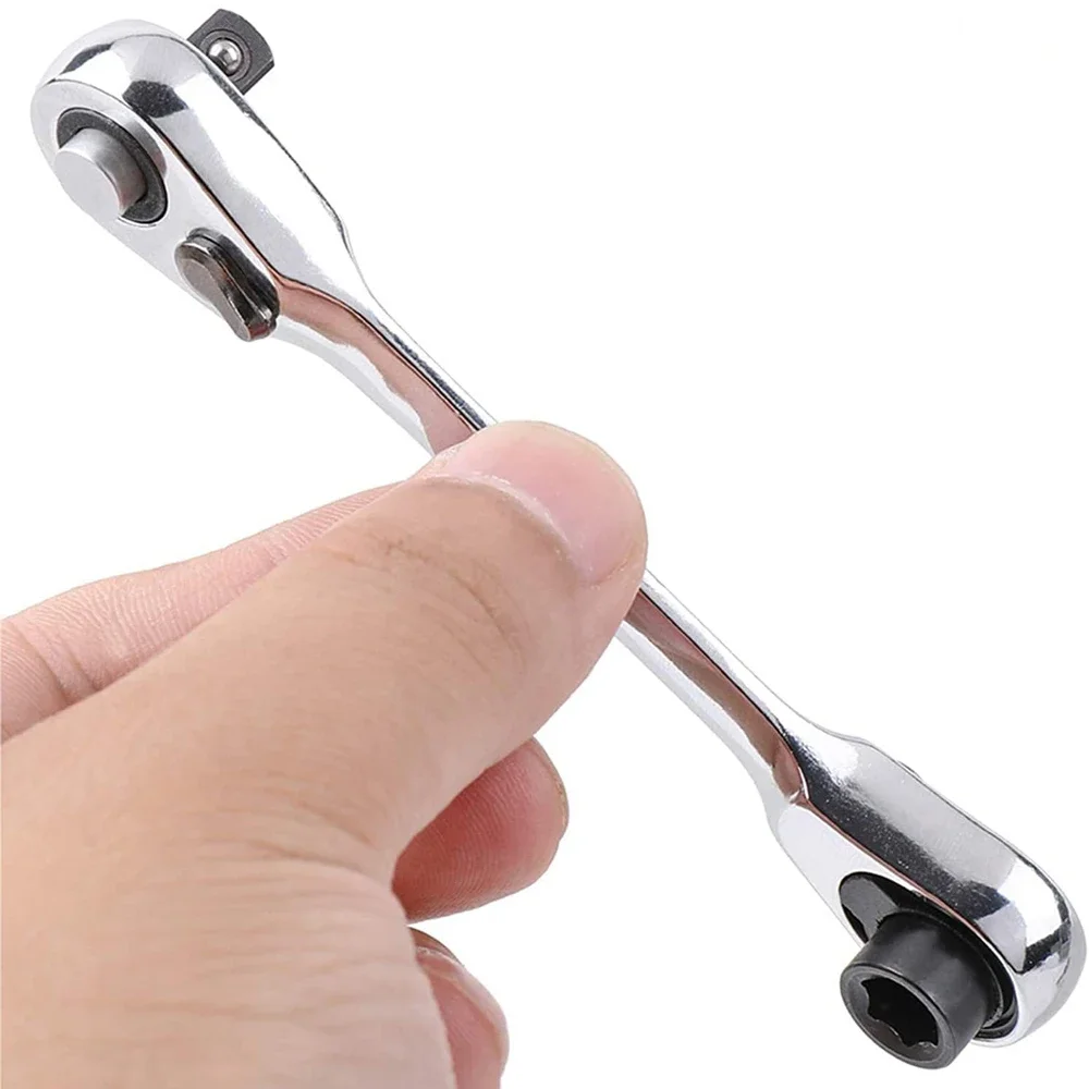Quick 72-Tooth Ratchet Wrench, Dual-Direction Mini Tool, 1/4 Inch Double-Ended Socket Screwdriver, Mini Labor-Saving Repair Tool