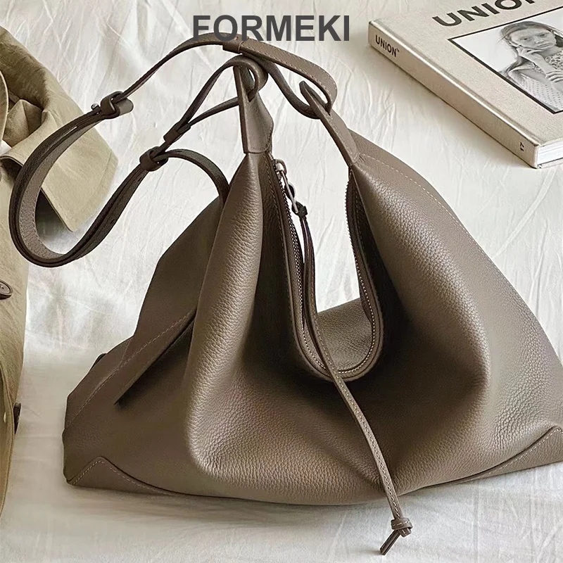 

Formeki Real Leather Bag Shoulder Bag For Women Large Capacity Bag Ins Fashion Retro Tote Bag All Match Ladies Female Bag