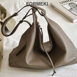 Formeki Real Leather Bag Shoulder Bag For Women Large Capacity Bag Ins Fashion Retro Tote Bag All Match Ladies Female Bag