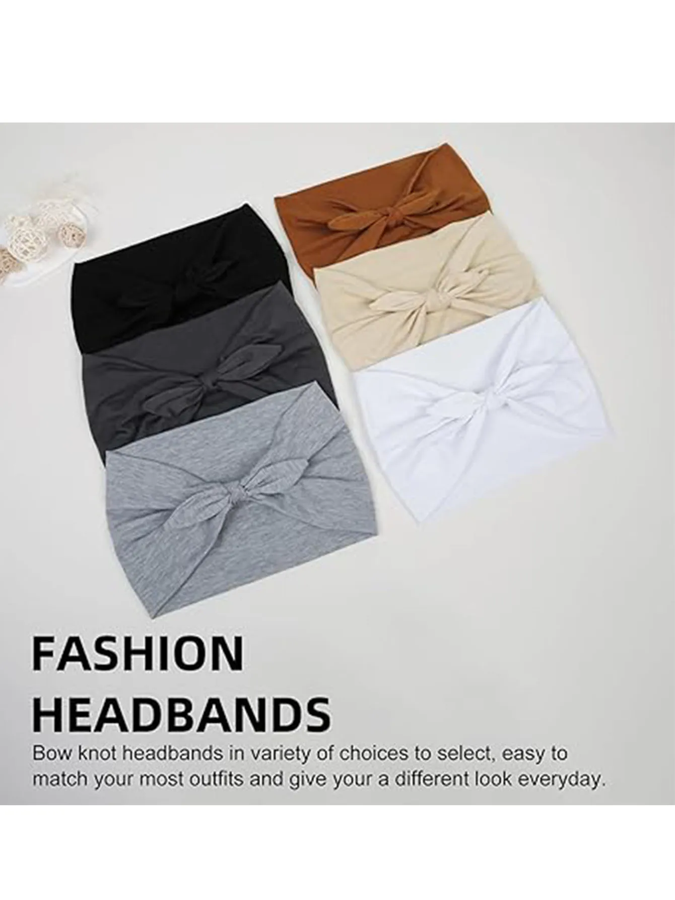 1/6 Packs Bow Headbands for Women Extra Wide Head Bands for Women’s Hair Non Slip Headwraps Workout Turban Hair Accessories