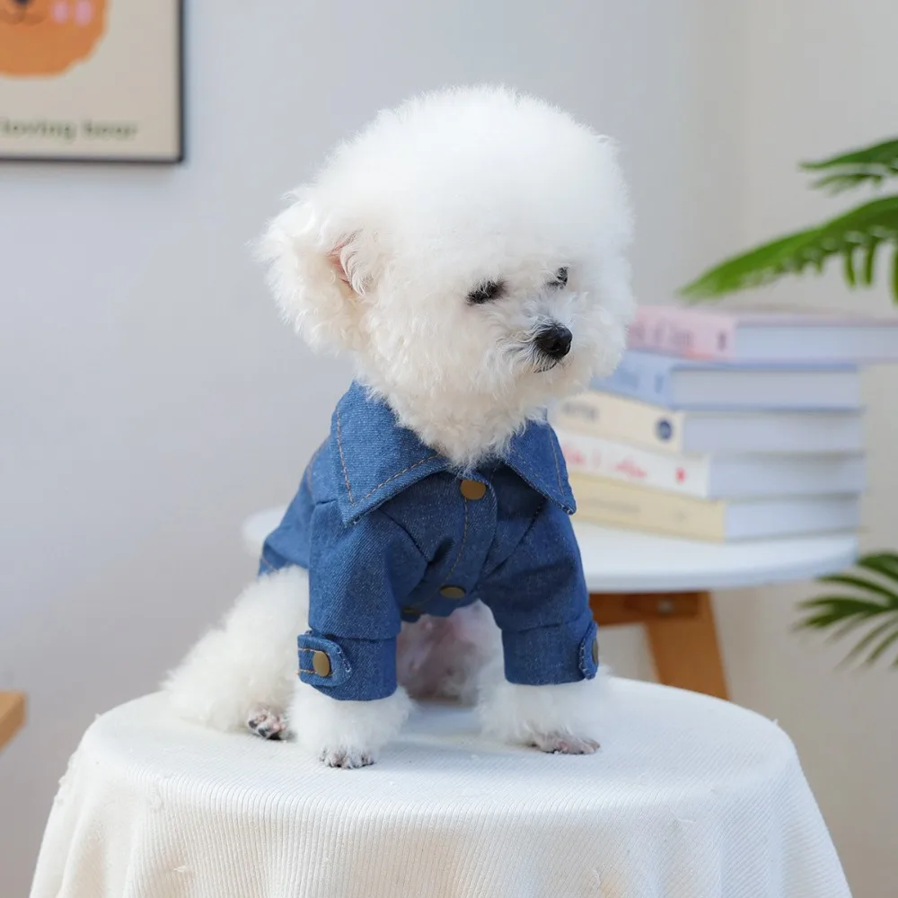 

Cat Clothing Cute Dog Denim Clothes Blue Fashion Pet Costumes Sunscreen Puppy Jeans Shirt Pet Supplies